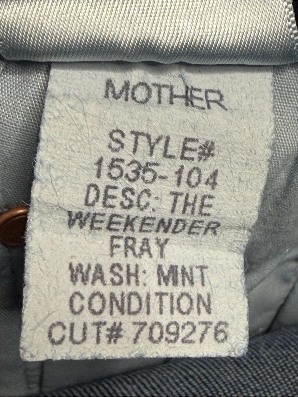 MOTHER The Weekender Fray Jeans Mint Condition
